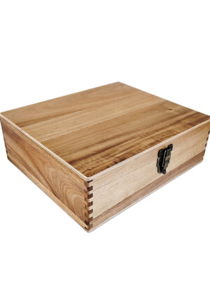 Acacia Finger Joint Wooden Box with Hinged Lid and Front Lock