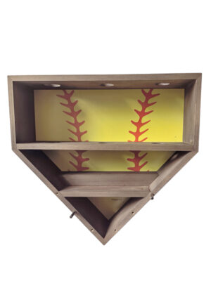 Pine Wooden Home Plate Baseball Display Shelf