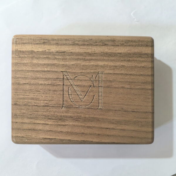Natural walnut jewelry box with hinged lid