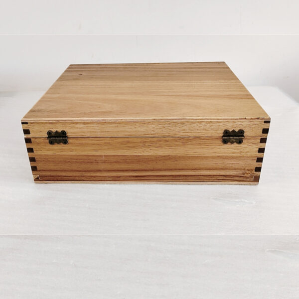 Acacia Finger Joint Wooden Box with Hinged Lid and Front Lock - Image 3