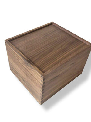 Sliding-Lid Walnut Wooden Storage Box with Finger-Joint Corners