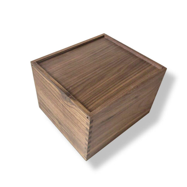 Sliding-Lid Walnut Wooden Storage Box with Finger-Joint Corners