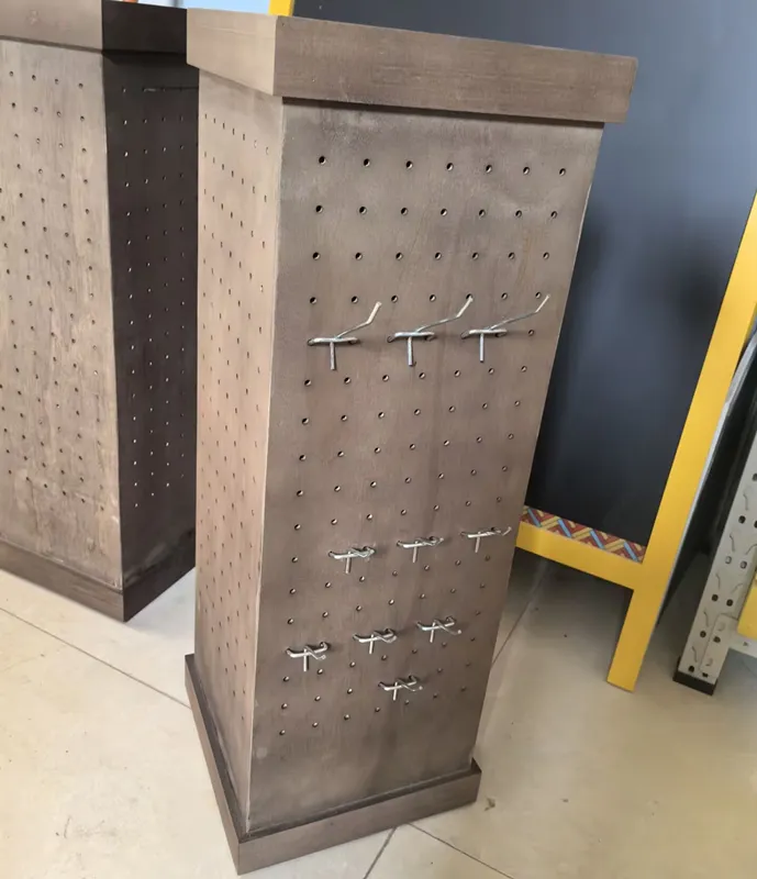 4-sided wooden rotating pegboard