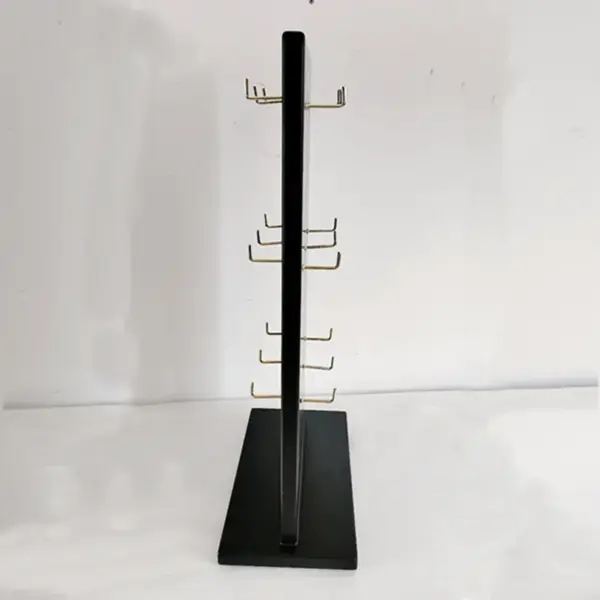 Wooden jewelry stand with hooks