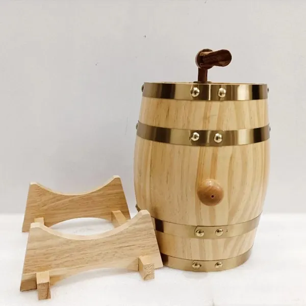 wooden wine barrel with stand