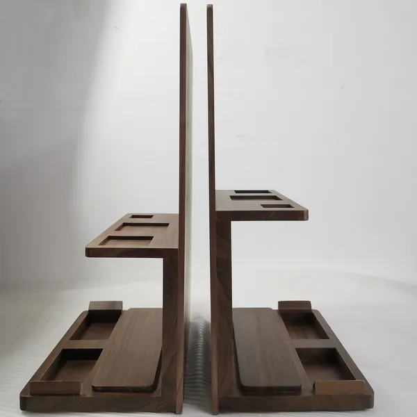 Walnut wood cosmetic display stand