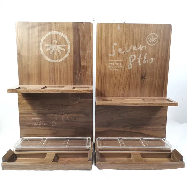 Two-tier wooden retail display stand