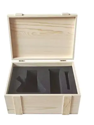 wood case Flip-top wooden box with custom foam inserts
