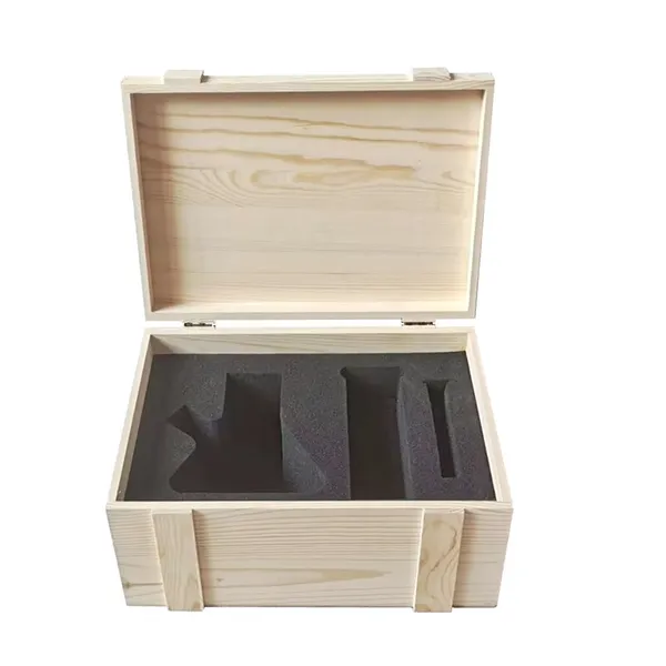 Flip-top wooden box with custom foam inserts