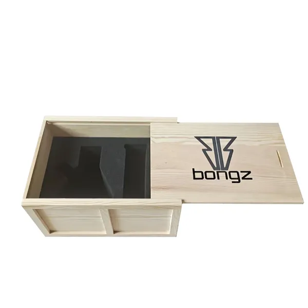 Sliding lid wooden box with foam inserts