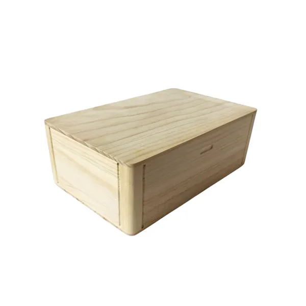 Pine wood box for wine gift packaging