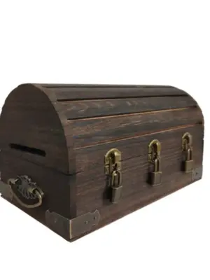 Antique-style treasure chest with 3 locks