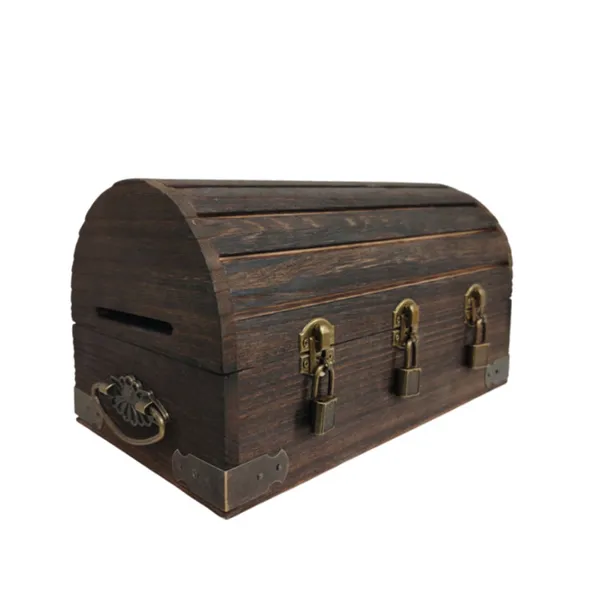 Antique-style treasure chest with 3 locks