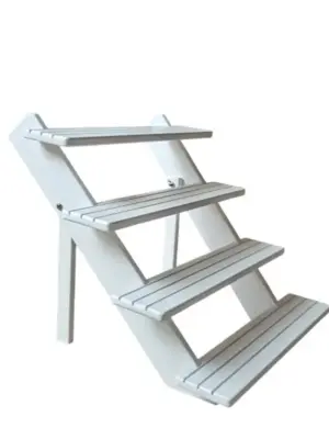 White wooden display stand with 4 shelves