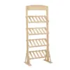 Multi-purpose 4-tier floor-standing wooden display stand.